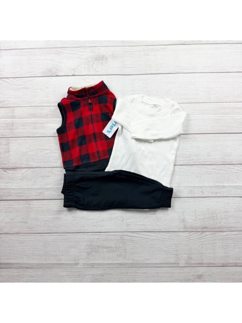 Carter’s 3 Piece Baby Outfit Set Buffalo Plaid Vest Bodysuit Pant NWT 6-9 Months